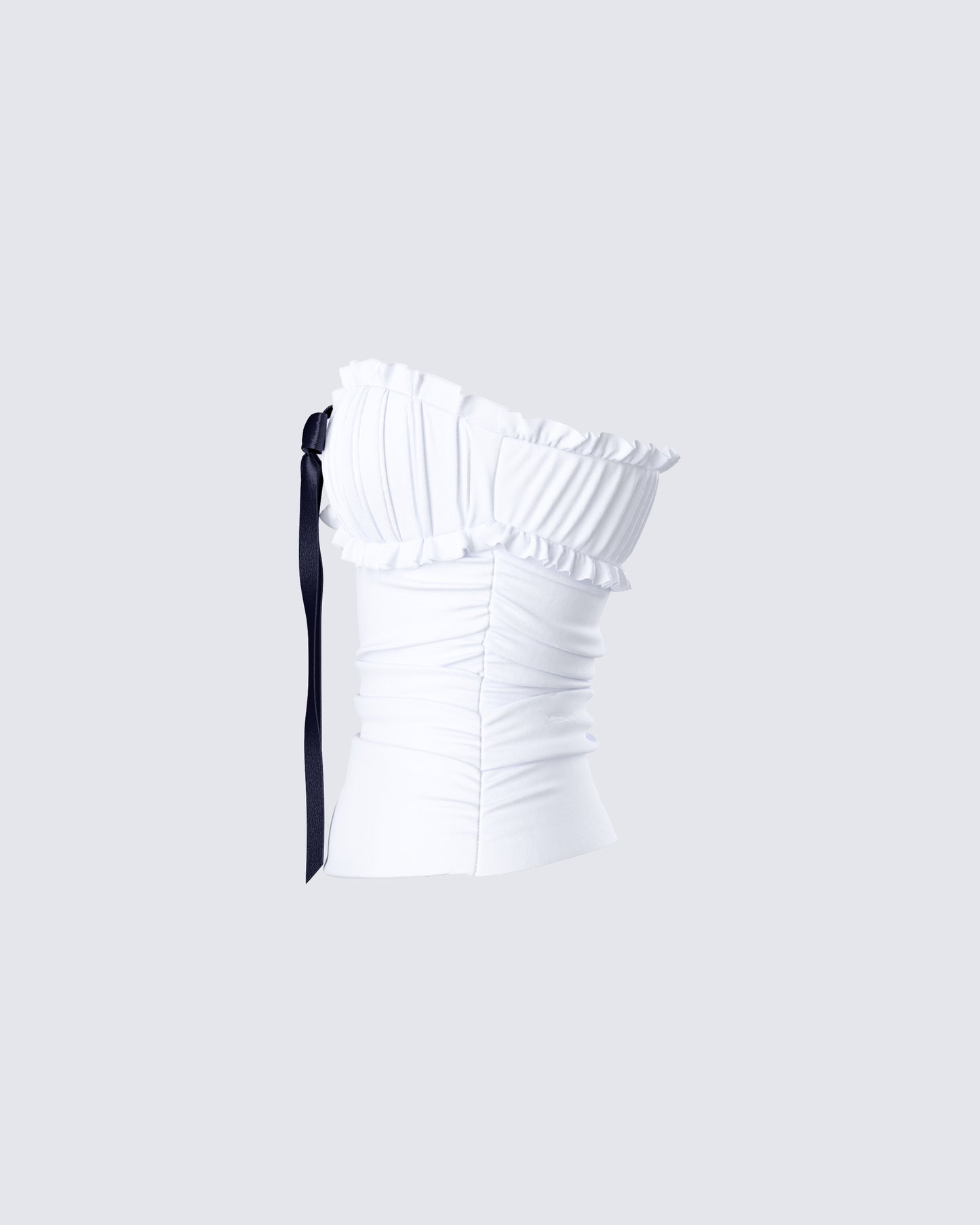 Vira White Ruched Strapless Top