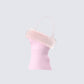 Karlissa Pink Fur Trim Cami Top