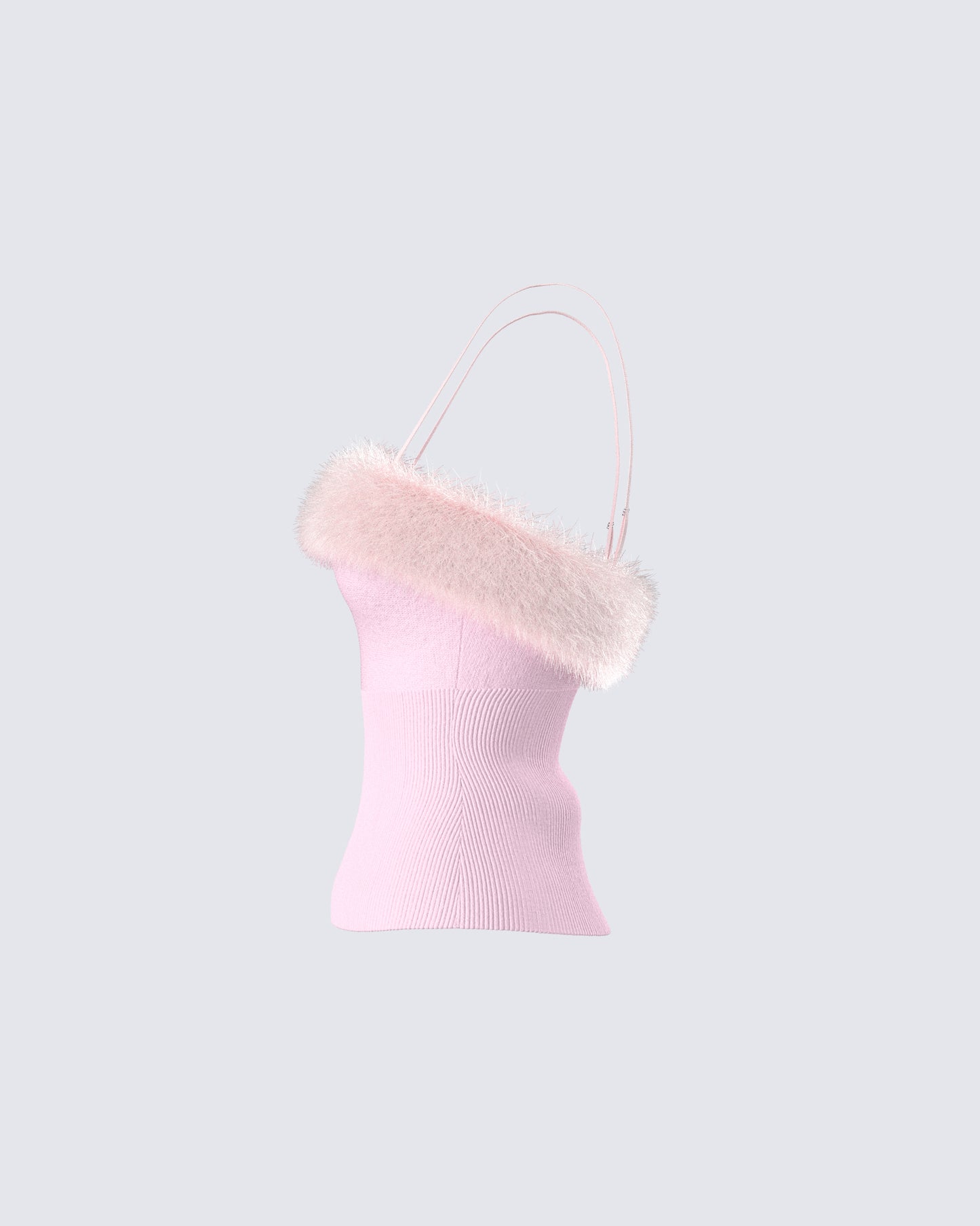 Karlissa Pink Fur Trim Cami Top