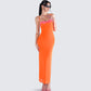 Ayesha Orange Mesh Maxi Dress