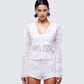 Keturah White Embroidered Lace Cardigan model front