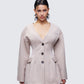 Nahia Brown Cinched Waist Blazer model front