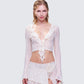 Maeve Ivory Lace Ruffle Top model front