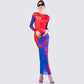 Kavya Multi Print Mesh Maxi Dress