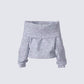 Nesa Grey Off Shoulder Sweater Top
