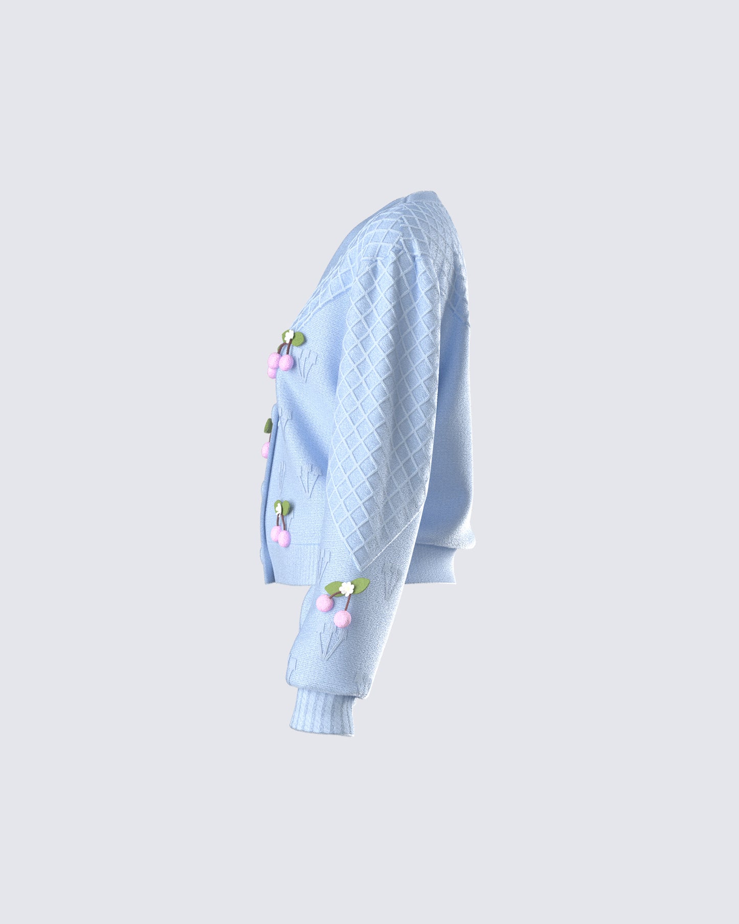 Olea Lavender Cherry Trim Cardigan