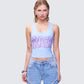 Nixie Blue Lace Up Graphic Tank