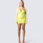 Eloise Lime Green Mesh Mini Dress model front