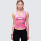 Nixie Pink Lace Up Graphic Tank model front