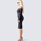 Meritt Black Stripe Midi Dress