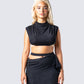 Whitney Black Shimmer Crop Top model front