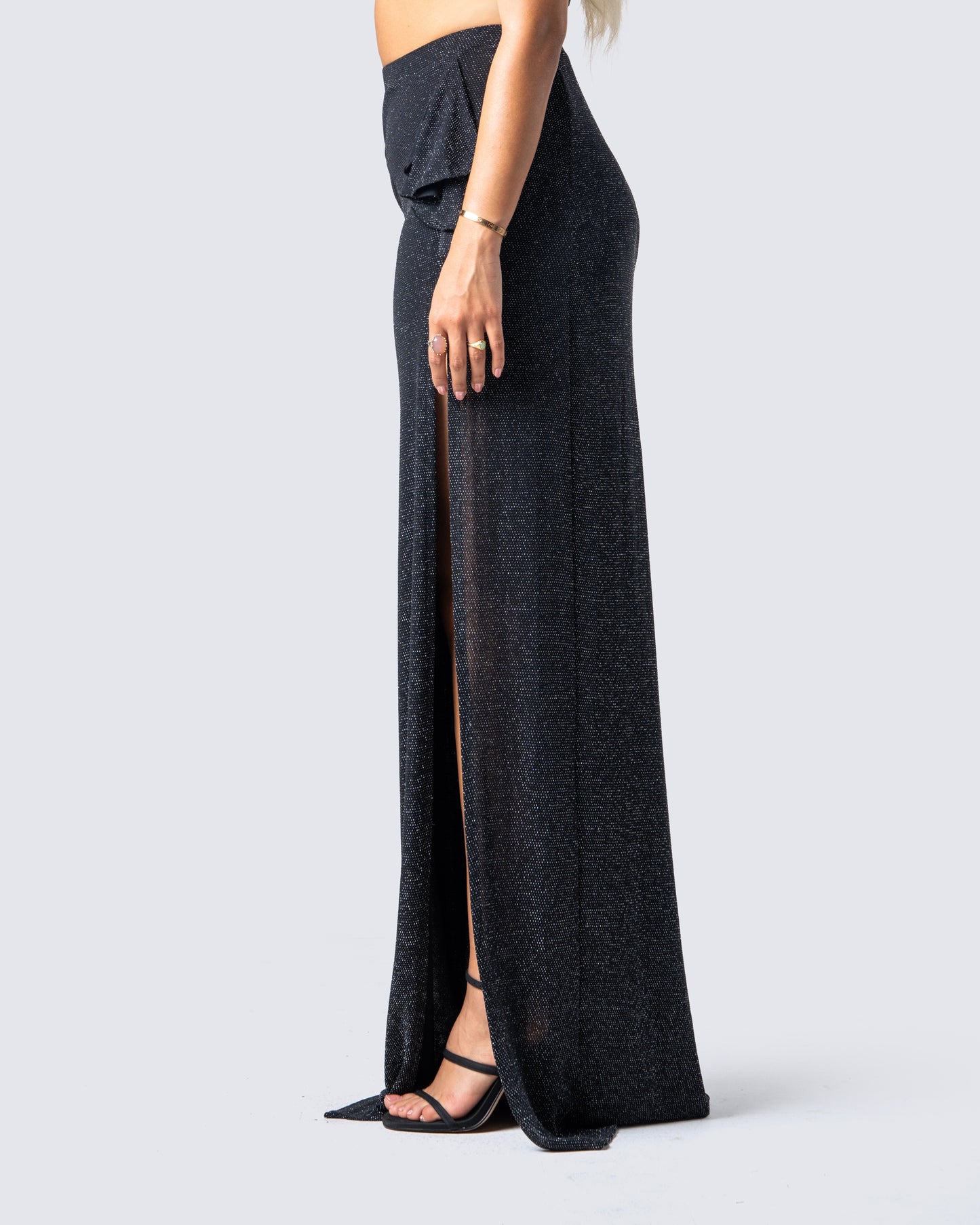 Whitney Black Shimmer Maxi Skirt