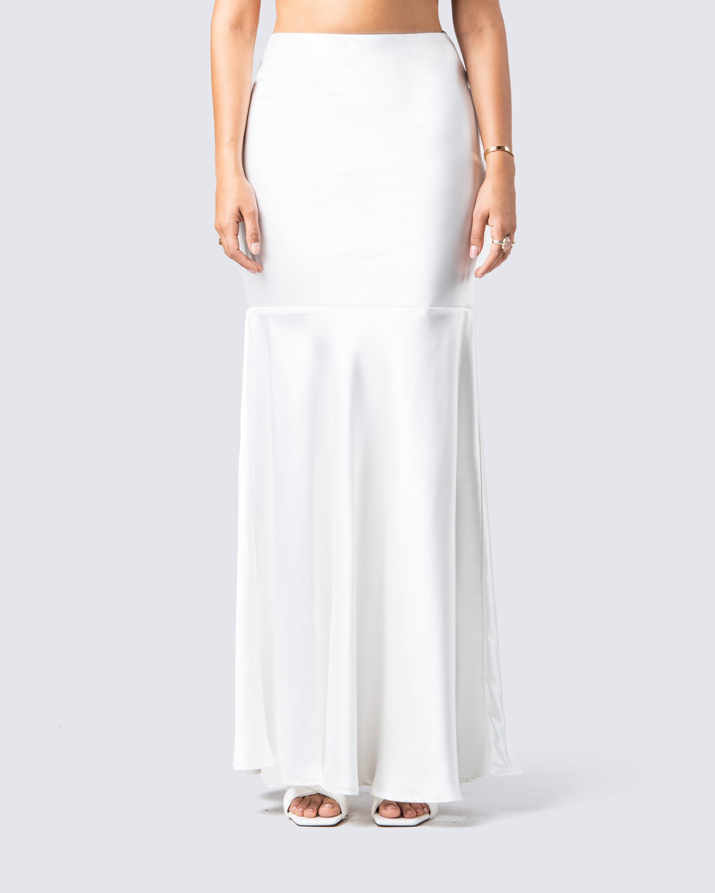 Minh White Satin Maxi Skirt