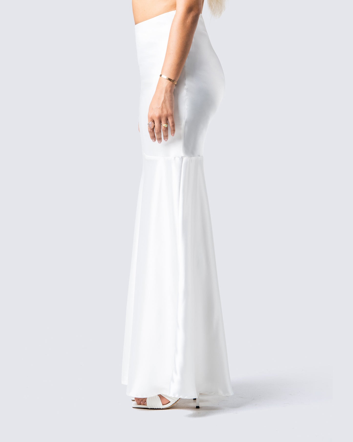 Minh White Satin Maxi Skirt