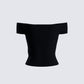 Crissle Black Rib Off Shoulder Top