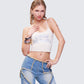 Soleia Ivory Rhinestone Slogan Cami Top