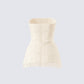 Havanah Ivory Tweed Strapless Top