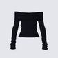 Lorraine Black Sweater Knit Top