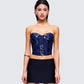 Jadira Blue Sequin Corset Top model front