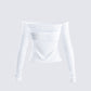 Theo White Sheer Knit Top