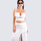Orana White Satin Lace Skirt
