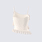 Lari Ivory Asymmetrical Ruffle Top
