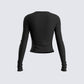 Vivi Black Jersey Long Sleeve Top