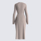 Rejina Taupe Wide Rib Midi Dress