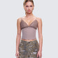 Jena Brown Pinstripe Strappy Top model front