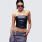 Nika Black Faux Leather Top
