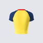 Amber Yellow Jersey Graphic Top