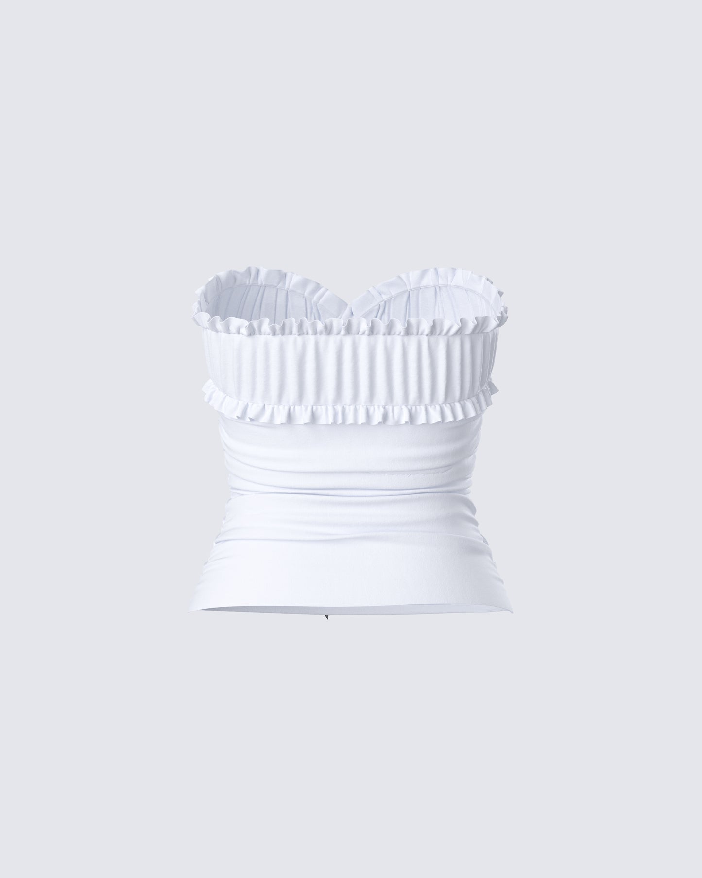 Vira White Ruched Strapless Top