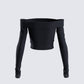 Zori Black Jersey Off Shoulder Top