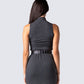 Nico Grey Jersey Mock Neck Top
