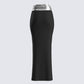Leylany Black Draped Maxi Skirt