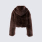 Joaquina Brown Fur Cropped Coat