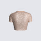 Tatiana Beige Sequin Cropped Top