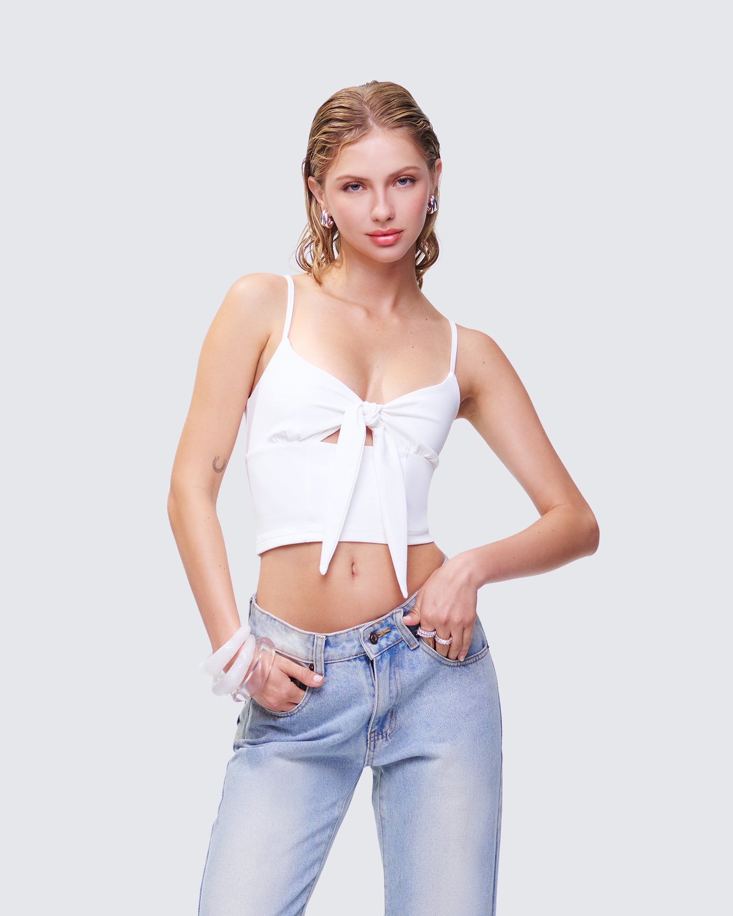 Wilmer White Tie Front Cami Top