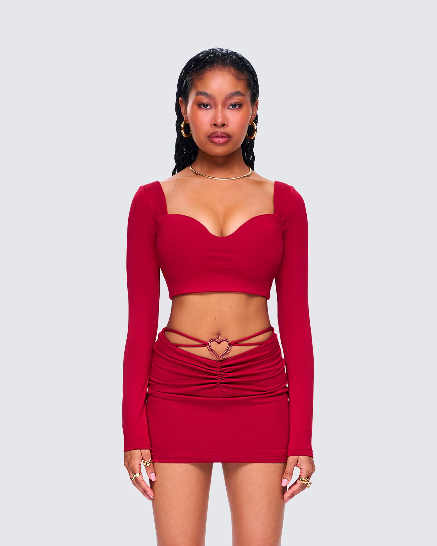 Venetia Red Sweetheart Top model front