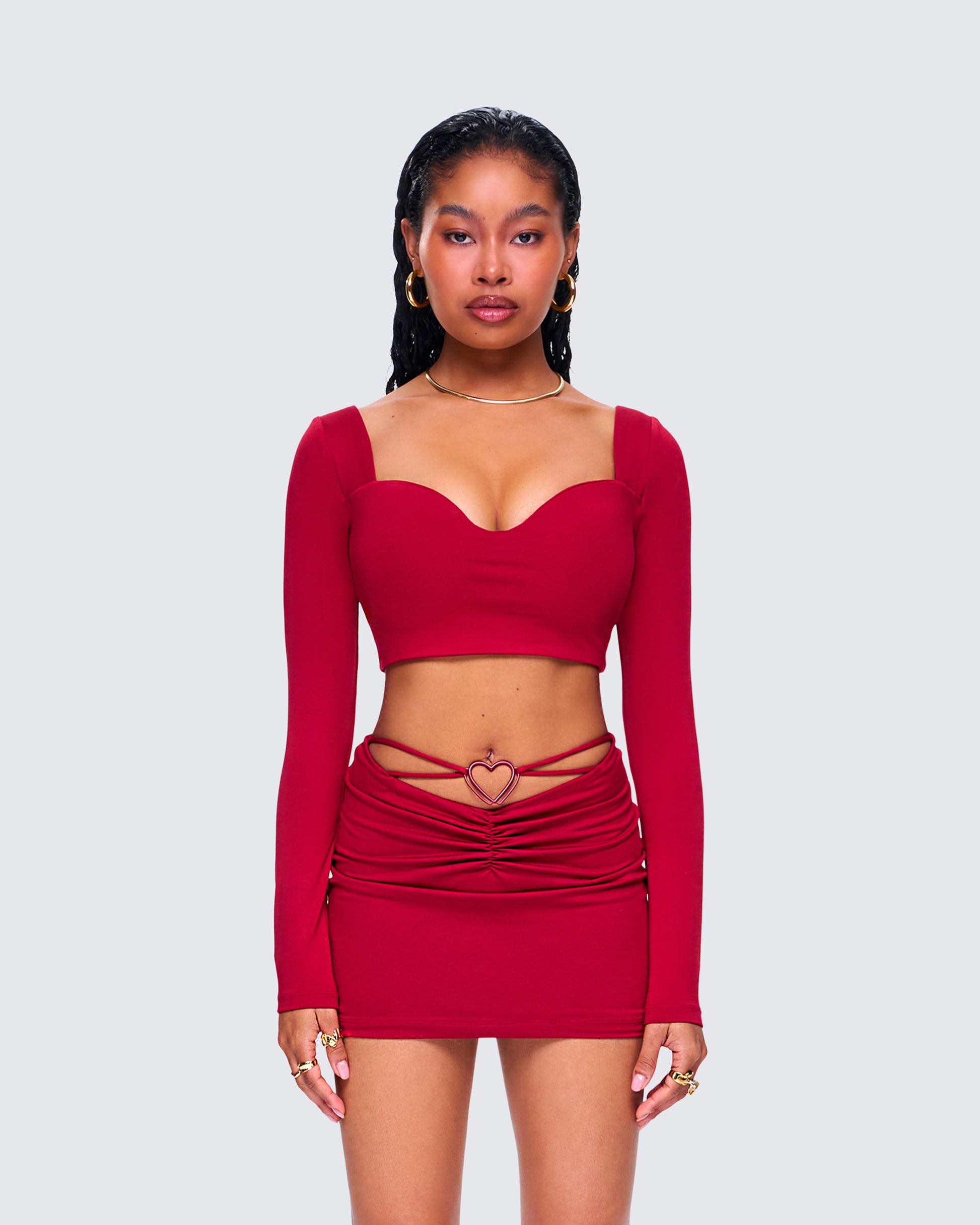 Venetia Red Sweetheart Top model front