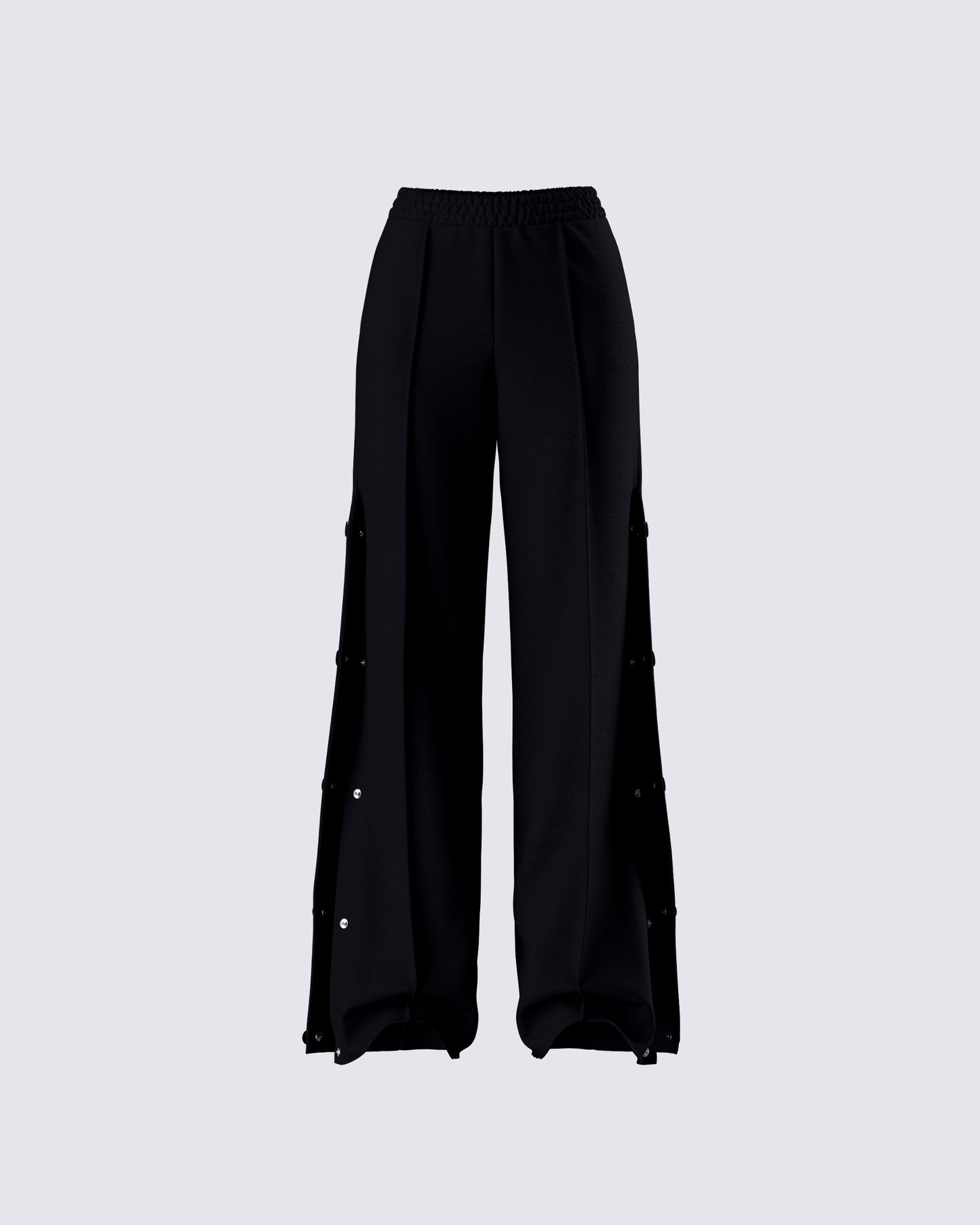 Saige Black Popper Detail Loose Sweatpant product front