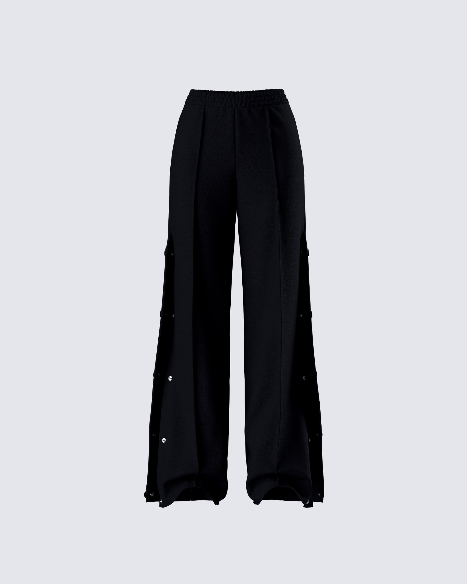 Saige Black Popper Detail Loose Sweatpant product front