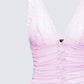 Hyacinth Pink Floral Bow Detail Top
