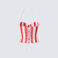 Risa Red Stripe Bustier Top