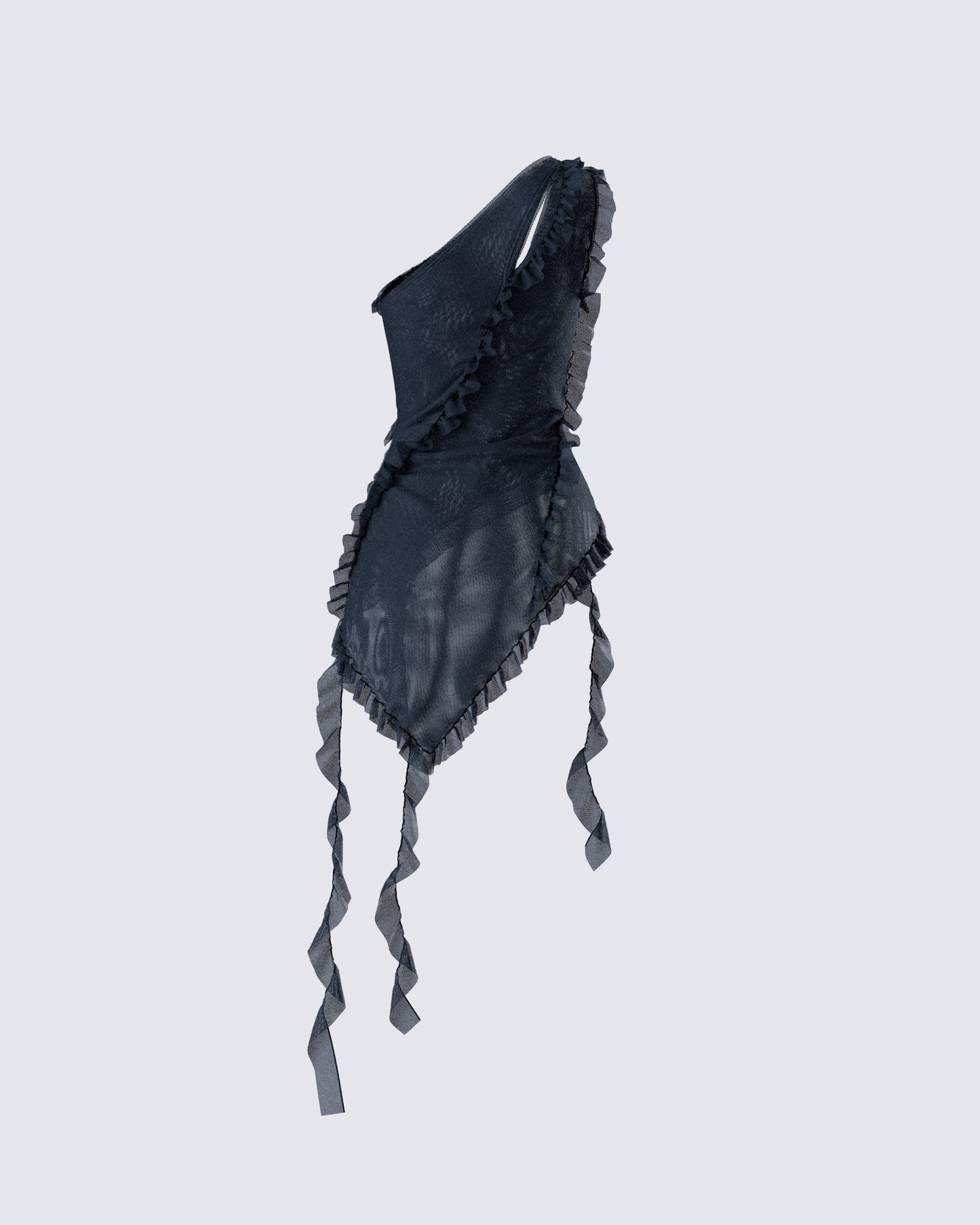 Ekaterina Black Mesh Ruffle Top