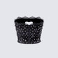 Love Hand Beaded Rhinestone Black Corset Top product front
