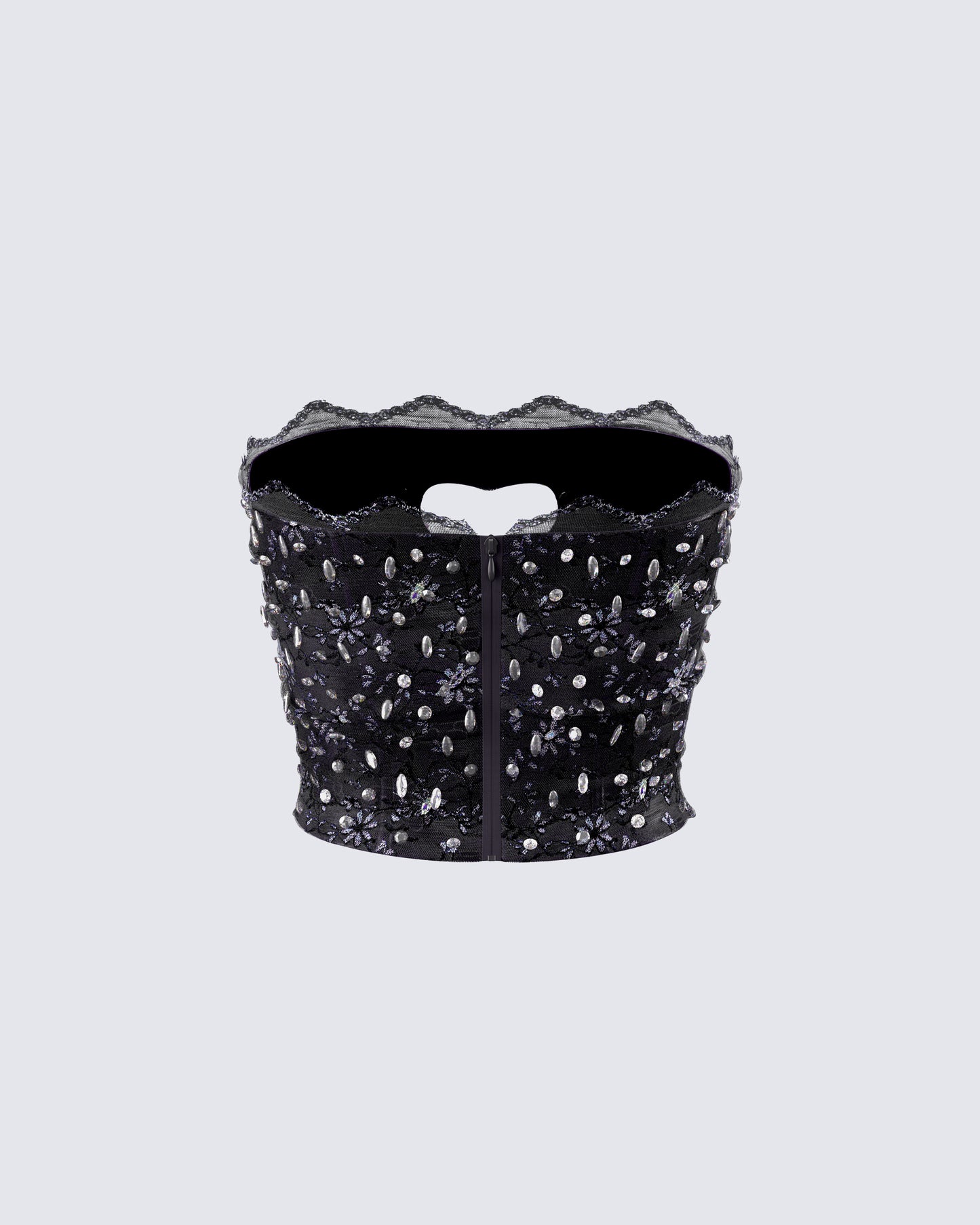 Love Hand Beaded Rhinestone Black Corset Top product front