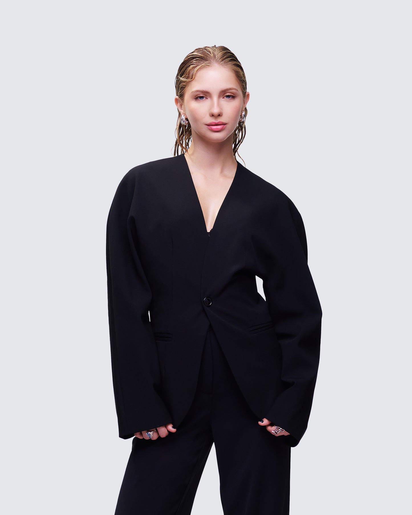 Maybelle Black Dome Sleeve Blazer