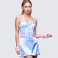 Faelina Blue Satin Butterfly Corset