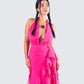 Nandi Hot Pink Ruffle Maxi Dress